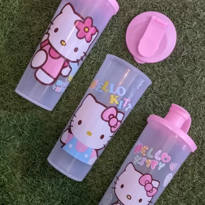 VASO KITTY CON TAPA (PLÁSTICO)