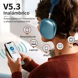 Audífonos Inalámbricos Tipo Diadema Azul