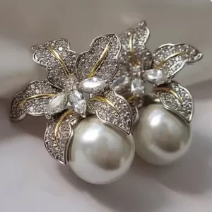 ARETES FLOR IMITACIÓN PERLA