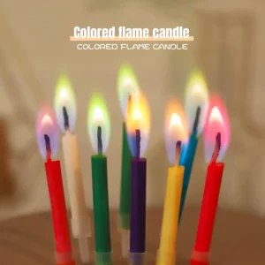 VELAS CON FLAMA DE COLORES 6PZAS