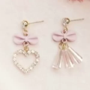 ARETES CAMPANA DEL CORAZON ROSA