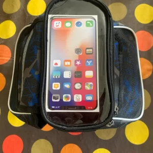 PORTA CELULAR CON CUBIERTA Y BOLSILLOS PARA BICIBLETA O MOTO