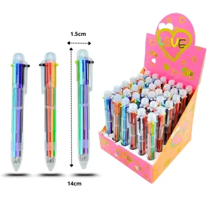 PLUMA 6 TINTAS TRANSPARENTE LOVE