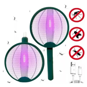 RAQUETA ANTI MOSCOS Y MOSCAS CON LUZ Y SOPORTE