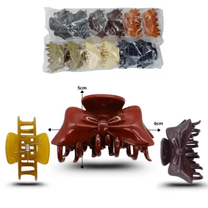 PINZA MOÑO BRILLOSO COLORES TIERRA 6CM