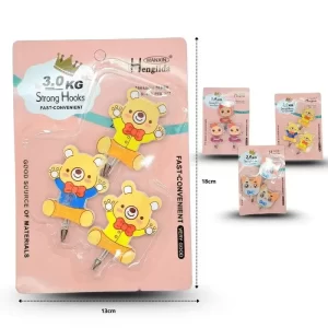 GANCHO ADHESIVO DECORADO SET 3 PZAS