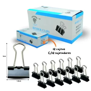 SUJETADOR DE DOCUMENTOS EN CAJITA SET 12 PZAS