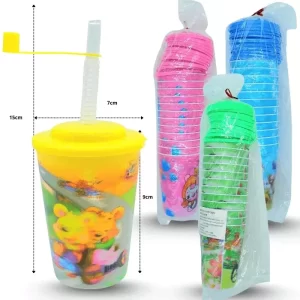 VASO CON POPOTE DECORADO HOLOGRAMA 