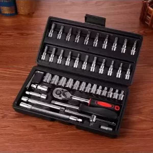 JUEGO DE DADOS Y LLAVES DE MATRACA PROFESIONAL 46 PIEZAS | KIT MECÁNICO MULTIUSOS