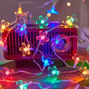 SERIE DE LUCES LED CON FLORES MULTICOLOR