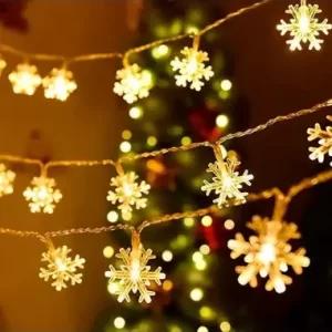 SERIE DE LUCES LED DECORATIVAS CON COPOS DE NIEVE O ESTRELLAS