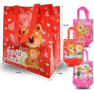 bolsa plastificada con corazones y rosas o osos enamorados 