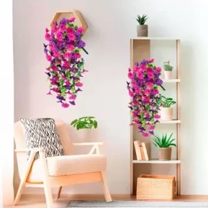Enredadera Decorativa de Flores Fucsia y Morada 
