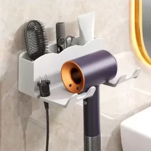 Organizador de Pared para Baño – Porta Secadora y Accesorios