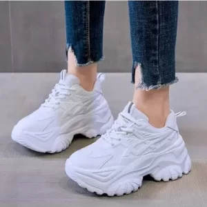 Tenis deportivo inyección suela gruesa para Dama blanco Talla Mx 24.5