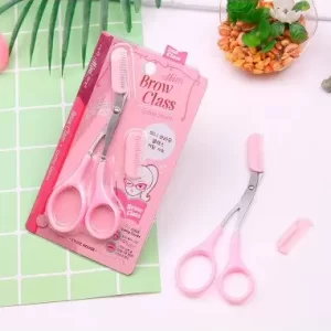TIJERAS PARA CEJAS CON PEINE ROSA 