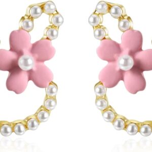 ARETES CONEJITO FLOR ROSA
