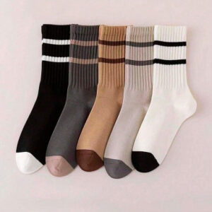 Calcetas Largas Neutras con Franjas Deportivas -  5 PZS 49841