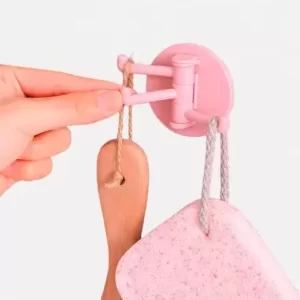 Gancho Adhesivo Giratorio con 3 brazos rosa o gris 4 pzs