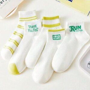 Calcetas Blancas con Detalles en Verde 49834