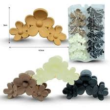 pinza de cabello triple flor tierra 6.5cm