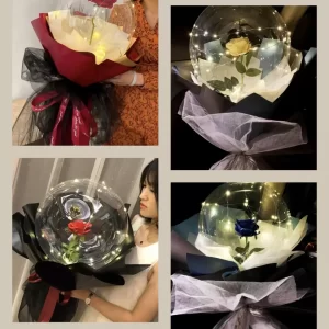 GLOBO CON ROSA Y LUZ