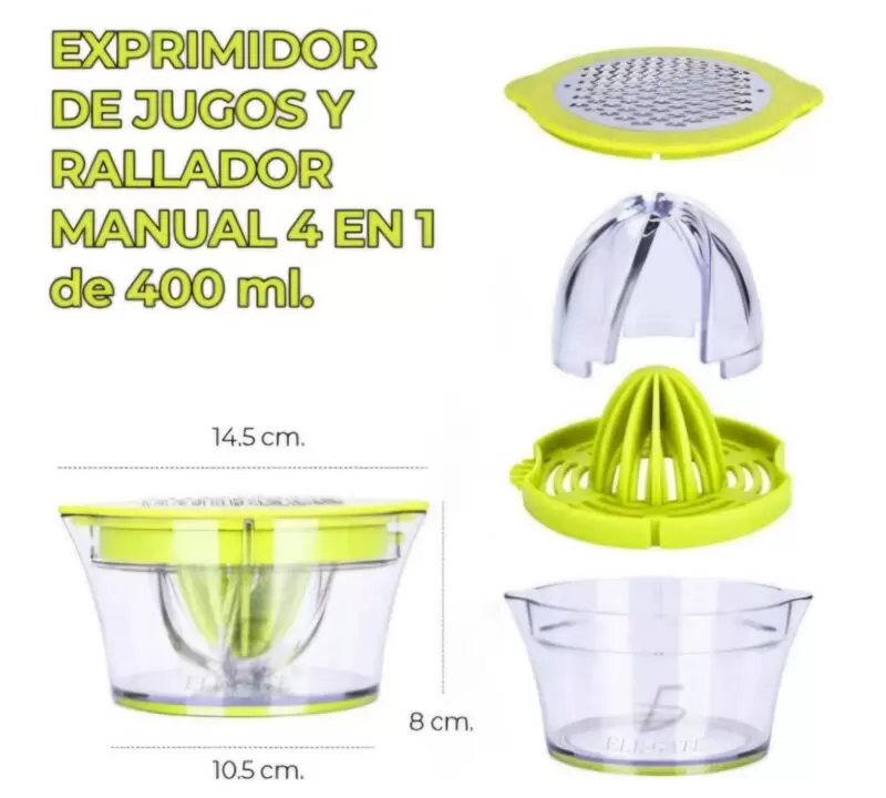 EXPRIMIDOR MANUAL MULTIFUNCION RALLADOR MEDIDOR JUGOS 4 EN 1 - Imagen 2
