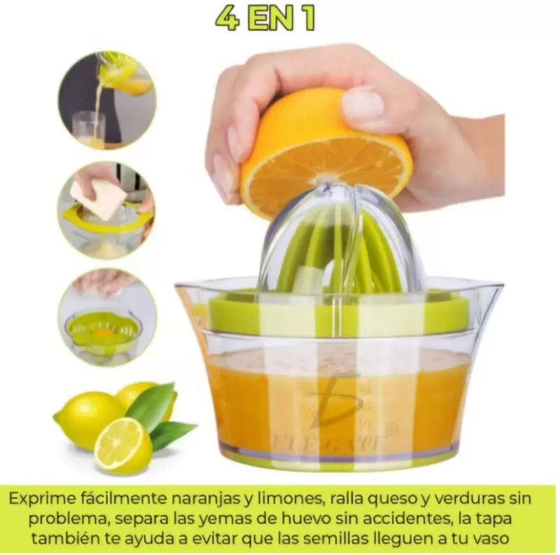 EXPRIMIDOR MANUAL MULTIFUNCION RALLADOR MEDIDOR JUGOS 4 EN 1