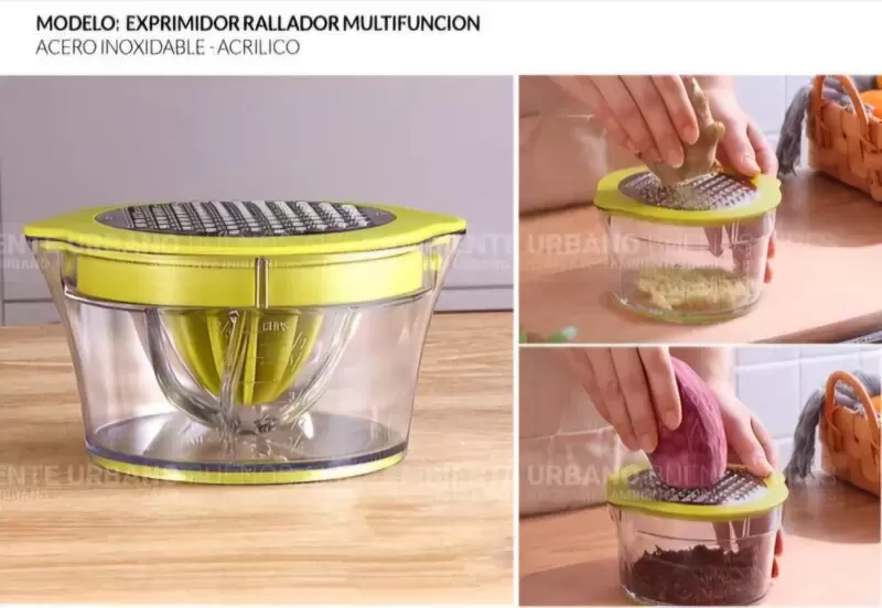 EXPRIMIDOR MANUAL MULTIFUNCION RALLADOR MEDIDOR JUGOS 4 EN 1 - Imagen 4