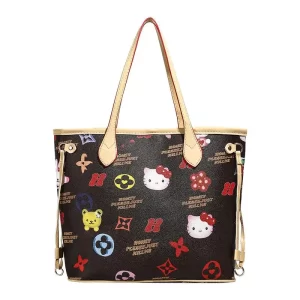 KITTY BOLSO NEGRO ESTAMPADO ASA DOBLE