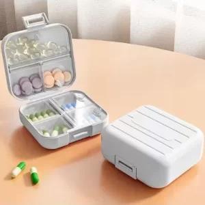 PASTILLERO PORTÁTIL CON 7 COMPARTIMENTOS TRANSPARENTE