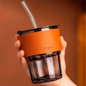 Vaso de Vidrio con Tapa y Funda Térmica 51017