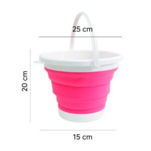 Cubeta Plegable Portátil con Asa Rosa (Grande) -  53752