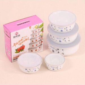 Set de 5 recipientes con tapa diseño flores -  53122