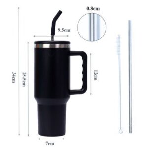 Vaso negro térmico con asa y popote de 40 oz -  52918