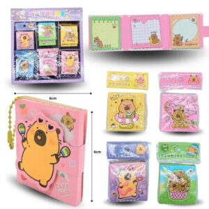 notas adhesivas decorada capy bara mini tríptico con cadena