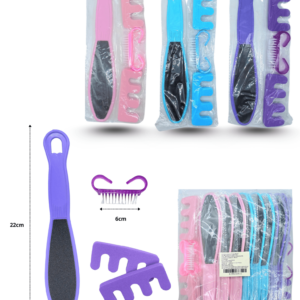 juego de pedicura lima ancha, separadores de dedos y cepillo set 4 pzas